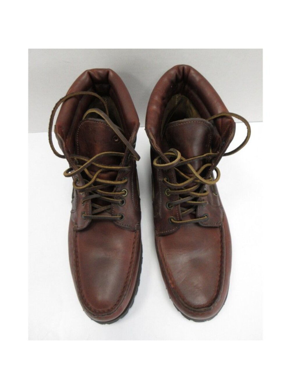 VINTAGE Timberland Boots 11 M Leather 7 Eye Moc Toe Lug Sole Lace Up *